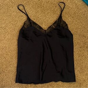 VS Black Satin Lace Trim Cami Tank